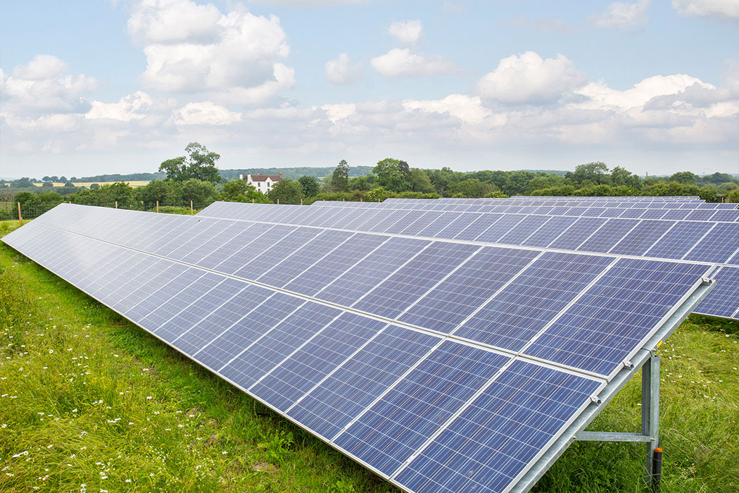 Solar panels in field at Churchfields
